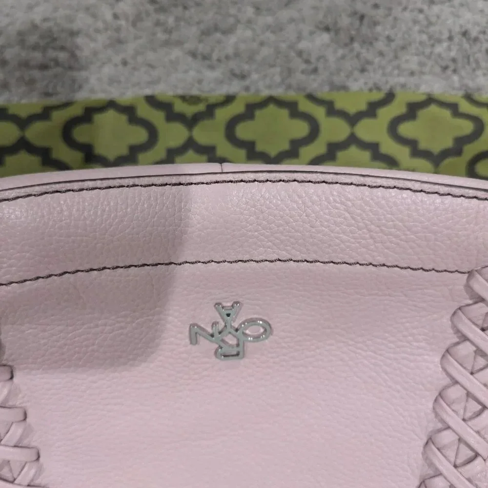 orYANY LEATHER HOBO BAG LIGHT PINK BRAIDED ACCENT‎ SHOULDER PURSE